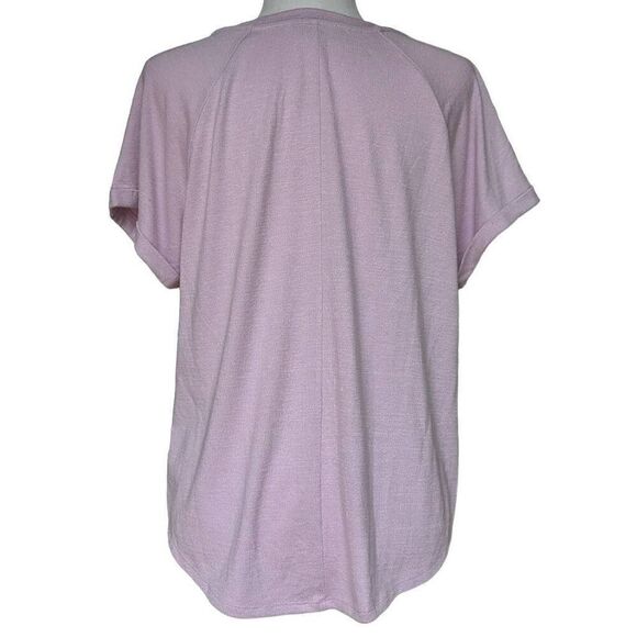 LOFT Lavender Short Sleeve T-shirt Scoop Neck Short Rolled Sleeve Women Size M - Picture 4 of 6
